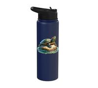 Turtle Red Eared Slider Design Stainless Steel Insulated Water Bottle