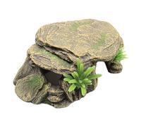 Turtle Reptile Habitat Hiding Caves Simulation Crawling Turtle Reptile Basking Hide Habitat Tank Decoration Ornament, Vivid Safe Shelters for Turtle Aquarium Terrarium Decoration