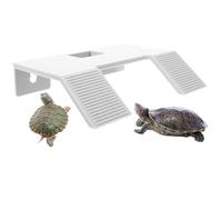 Turtle Resting Basking Platform, Plastic Turtle Ramp, Tortoise Climbing Double Ladder Turtles Resting Terrace for Frog Terrapin Reptile Amphibian Habitat Hideouts (White, Large)