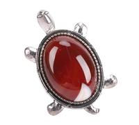 Turtle Ring Adorable Adjustable Open Comfortable Fit Fashion Sea Animal Ring for Women Crystal Size Approx 4.2 x 2.7cm (Red Agate)
