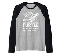 Turtle Running Team We're Slow As Shell Raglan Baseball Tee