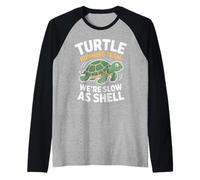 Turtle Running Team We're Slow As Shell Raglan Baseball Tee