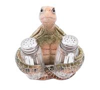 Turtle Salt and Pepper Set Holder, Nautical Décor, Shakers Included, 5.75 Inches