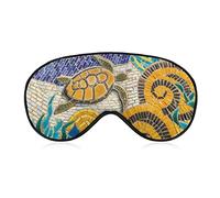 Turtle Sea Life Sleep Mask Boho Ocean Blindfold for Sleeping Elastic Blackout Eye Mask Cover for Full Night's Sleep Travel and Nap