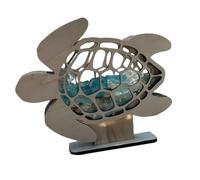 Turtle Shape Sea Glass Showcase - Wooden Shell Holder with Transparent Window | Memory Box Coastal Decoration for Table Workplace Window Home Bedroom Home