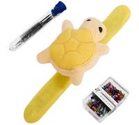 Turtle-Shaped Wrist Pin Cushion for Sewing, Snap Bracelet Wrist Bands Pincushion Organizer for Pins and Needles Include 80 Pearl Ballhead Pins and 18 Sewing Needles, Yellow