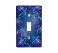Turtle Single Light Switch Cover Plate, Oceanic Fantasy Bubbles Galaxy Summer Blue Plastic Standard Size Wall Switch Plates Accents for New Apartment Home Bedroom Office Decor (Single)