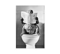 Turtle Sitting on The Toilet Reading A Newspaper, Funny Bathroom Wall Art, Retro Animals, Toilet Humor Print, Cute Turtle, Ai Art-1
