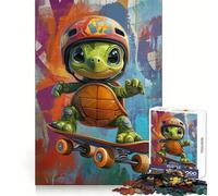 Turtle Skateboarding 1000 Teenager Pieces Jigsaw Puzzle Memory Power Restful Activity Seamless Fit Festive Present (38x52cm)