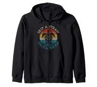Turtle - Skip A Straw Save A Turtle Nature Conservation Vintage Zip Hoodie