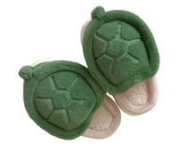 Turtle Slippers for Women Plush Cute Turtle Anti Slip Home Thick Sole Warm Cotton Soft Slippers Turtle Shell Slides (Green, Adult, Women, 3.5, Numeric Range, UK Footwear Size System, 4, Medium)