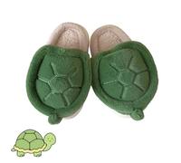 Turtle Slippers, Plush Cute Turtle Slippers Comfortable Anti Slip Home Thick Sole Winter And Autumn Cotton Slippers (Green, Adult, Women, 3.5, Numeric Range, UK Footwear Size System, 4, Medium)