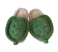 Turtle Slippers, Women's Plush Cute Comfortable Anti-Slip Home Thick Sole Winter Animal Cotton Turtle Slippers (Green, Adult, Women, 4.5, Numeric Range, UK Footwear Size System, 5, Medium)