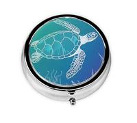 Turtle Small Pill Box 3 Compartment Portable Pill Box for Purse Pocket Sea Coral Mini Medicine Organiser for Daily Vitamin Fish Oil Storage