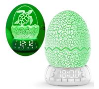 Turtle Smart Clock with Bluetooth Speaker and Mood Light, 2 Alarm Settings + 20 White Smoke Songs + 11 Color LED Egg Lamp, Touch Control and Dimmable for Bedroom, Nursery
