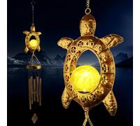 Turtle Solar Wind Chimes for Outside Crackle Glass Ball Waterproof Wind Chimes Outdoor Garden Decor Birthday Unique Gifts for Women Mom Grandma Windchimes Gardening