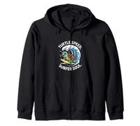 Turtle Speed Surfer Soul Cute Ocean Wave Turtle Zip Hoodie