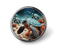 Turtle Starfish Badge Holder Personalized Round Badge with Picture Pin Aluminum Alloy Button Pin Exquisite Brooch Fashion Button Badges Clothes Decorative Pins