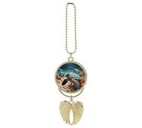 Turtle Starfish Car Pendant, Rear View Mirror Hanging Ornament, Auto Decor for Rearview Mirror, Keychain Golden-Style