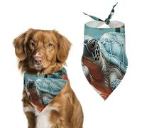 Turtle Starfish Dog Bandana Washable & Adjustable Triangle Scarf, Breathable Pet Scarf for Small Medium Large Pets, Cute Fashion Pet Accessory