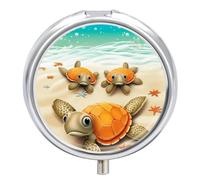 Turtle Starfish Pill Box Cute Medicine Organizer Travel Pillbox Waterproof Portable Pill Container Holder to Hold Vitamins Medication Fish Oil and Supplements