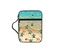Turtle Starfish Print Bible Cover Case, Carrying Book Case with Durable Handle Bible Protective Church Bag for Men Women