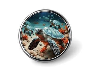 Turtle Starfish Round Badge 25mm/1 Inch Metal Buttons Round Badge Pin Button Parts Classic Pin Holders Buttons for Shirts Clothes Individualistic Brooch