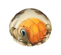 Turtle starfish Shower Caps for Women Reusable Waterproof Shower Bonnet Large Elastic Bath Caps Double Layers Bathing Hair Caps Designed for all Hair Lengths with PEVA Lining