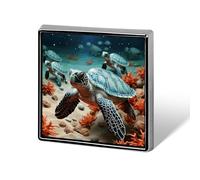 Turtle Starfish Square Lapel Pin 0.7x0.7in Aluminum Badge Stylish Personalized Accessory Daily Wear