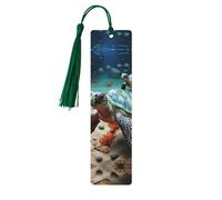 Turtle Starfish Wooden Bookmark for Men Women, Handmade Wood Bookmark Craft with Tassel Pendant Unfinished Wood Tag Book Mark Gifts Bookmarks Hanging Labels for Book Lovers