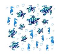 Turtle Stickers - 88PCS Turtle Sticker and Seahorse Set, Ocean Wall Stickers, Bathroom Tile Sticker, PVC Marine Themed Decals for Bedroom Bathroom Baby Nursery Wall Decor, Waterproof Wall Art Decor