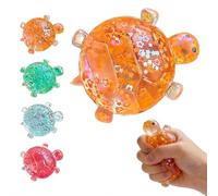 Turtle Stress Relief Toy for Anxiety and Focus,Sparkling Star Filled Squeeze Ball for Sensory Play,Portable Transparent Sea Animal Fidget for Kids Adults，Small Easter Basket Stuffer Gift