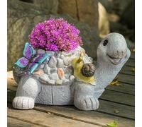 Turtle Succulent Planter, Resin Material, Indoor/Outdoor Use, Cute Decor,10.6" x 5.1" x 6.3",Perfect for Cacti, Bonsai- Ideal Sea Turtle Gifts for Women
