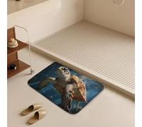 Turtle Swimming Bath Mat Rug - Super Soft Absorbent Bathroom Rugs Non-Slip Quick Dry Washable Bathroom Floor Mat for Shower Tub, Coral Velvet Kitchen & Entryway Rugs 19.7"x31.5"