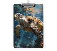 Turtle Swimming Clipboard 8.5×12.5 Inch Acrylic Clip Board with Metal Clip A4 Letter Size Decorative Clipboard Cute Hanging Clipboards for Office, Teacher, Nurse, Doctor,