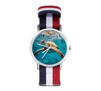 Turtle Swimming in Hawaii Wrist Watches with Scale for Men Women Casual Braided Strap Easy Reader for Work Workout