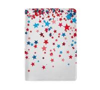 Turtle Swimming in Ocean Men Leather Passport Holder Passport Covers for Women, Red Celebration Blue Stars