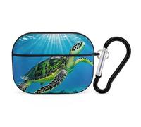 Turtle Swimming in The Sea AirPod Pro Case, Anti Scratch Hard PC Cover with Keychain, AirPod Pro 2nd/1st Case Accessories for Women Men, Black-Style