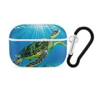 Turtle Swimming in The Sea AirPod Pro Case, Anti Scratch Hard PC Cover with Keychain, AirPod Pro 2nd/1st Case Accessories for Women Men, White-Style