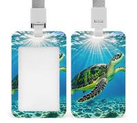 Turtle Swimming in The Sea ID Badge Holder with Lanyard ID Holder