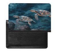 Turtle Swimming in The Sea Passport Holder Vaccine Card Holder Waterproof Passport Wallet Travel Document Organizer for Airport Essentials