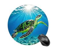 Turtle Swimming in The Sea Round Mouse Pad 7.8 Inch, Portable Gaming Mouse Mat with Non-Slip Rubber Base & Smooth Surface, Waterproof Mousepad for PC, Laptop, Computer, Office, Home