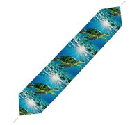 Turtle Swimming in The Sea Table Runner for Dining Table, Short Plush Runners Washable & Durable Tablerunner Modern Home Decor for Wedding, Kitchen, Holiday 178*33cm