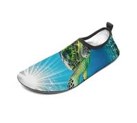 Turtle Swimming in The Sea Water Shoes for Men Women, Lightweight Stretch Swim Shoes with Anti-Slip Rubber Sole, Quick-Dry Aqua Socks for Pool, Beach, Surfing, Style, 12 Women/12 Men