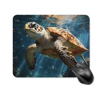 Turtle Swimming Mouse Pad Square Laptop Mouse Mat Cute Computer Mousepad Keyboard Pad Non-Slip Desk Pads for Gaming Office Work Home 20 * 25cm