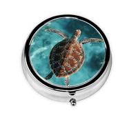Turtle Swimming Small Pill Box 3 Compartment Portable Pill Box for Purse Pocket Sea Mini Medicine Organiser for Daily Vitamin Fish Oil Storage
