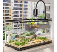 Turtle Tank Aquarium for Aquatic Tortoise Habitat, Starter Enclosure with Filter and Water Pump for Pet Reptiles, Complete Terrapin Lake Setup