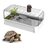 Turtle Tank Habitat Starter Kit with Cover & Filter - Complete Breeding Box for Reptiles, Tortoise & Amphibians, Plastic Aquarium with Filtration