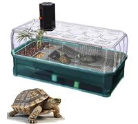 Turtle Tank Habitat with Cover & Filter, Plastic Aquarium Terrarium Starter Kit, Complete Breeding Box with Filtration for Tortoise, Reptiles & Amphibians green