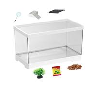 Turtle Tank Kit - Bottom Drainage Glass Enclosure, Transparent Viewing Terrarium, Spacious Reptile Aquarium Habitat For Tortoise Hermit Fish Amphibians Snake Gecko Chameleon Frog Care